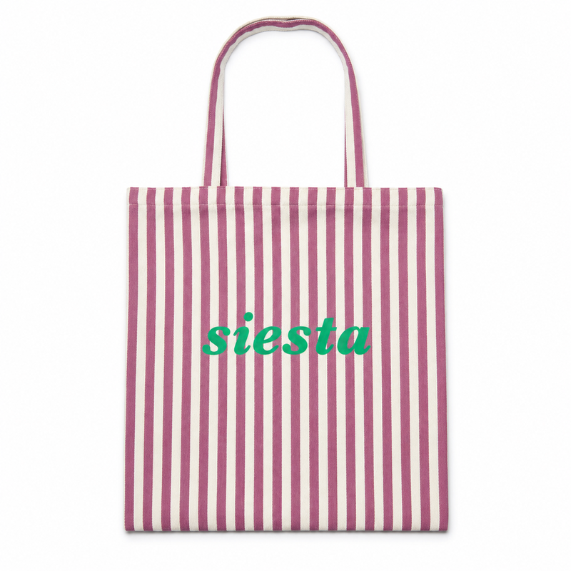 Tote bag de rayas con mensaje Siesta