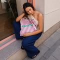 Tote bag de rayas con mensaje Siesta
