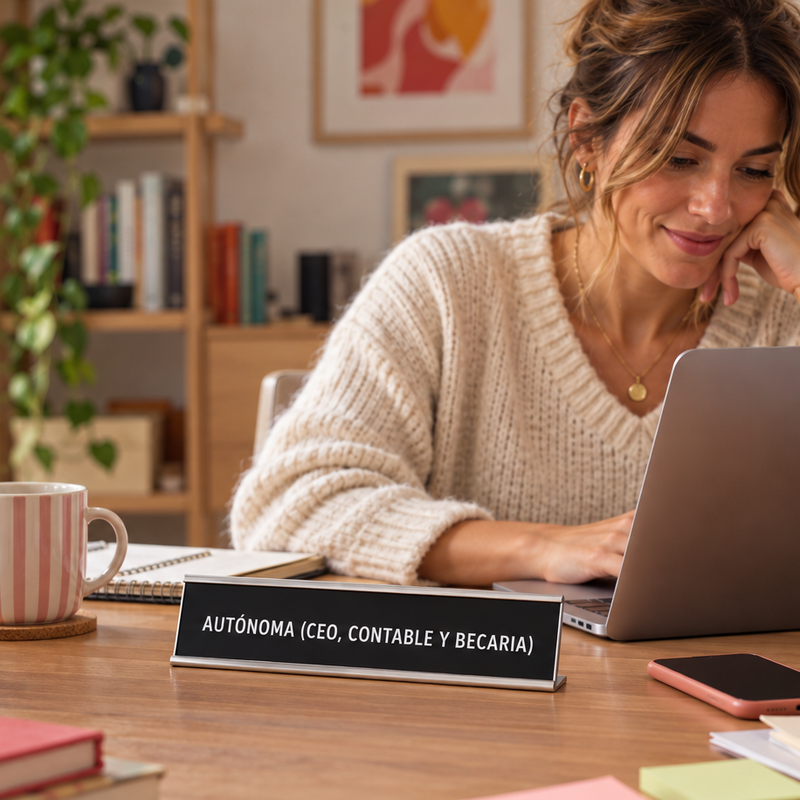 Placa de escritorio AUTÓNOMA (CEO, CONTABLE Y BECARIA)