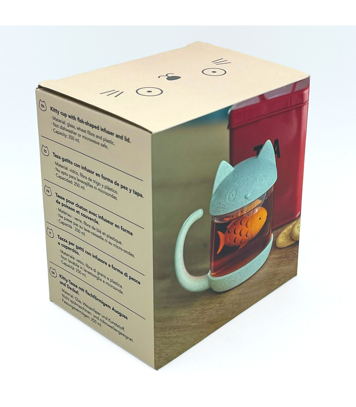 Tasse à thé en forme de chaton avec infuseur en forme de poisson