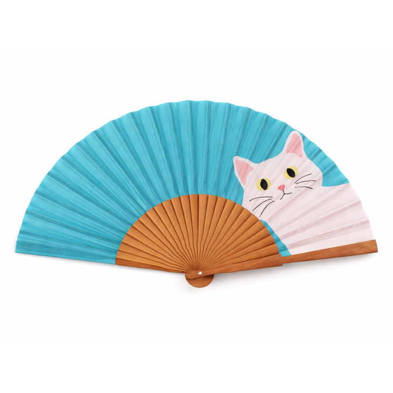 Éventail original avec chaton voyeur