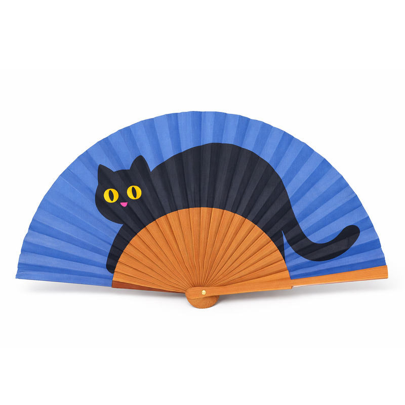 Éventail original avec chat couché